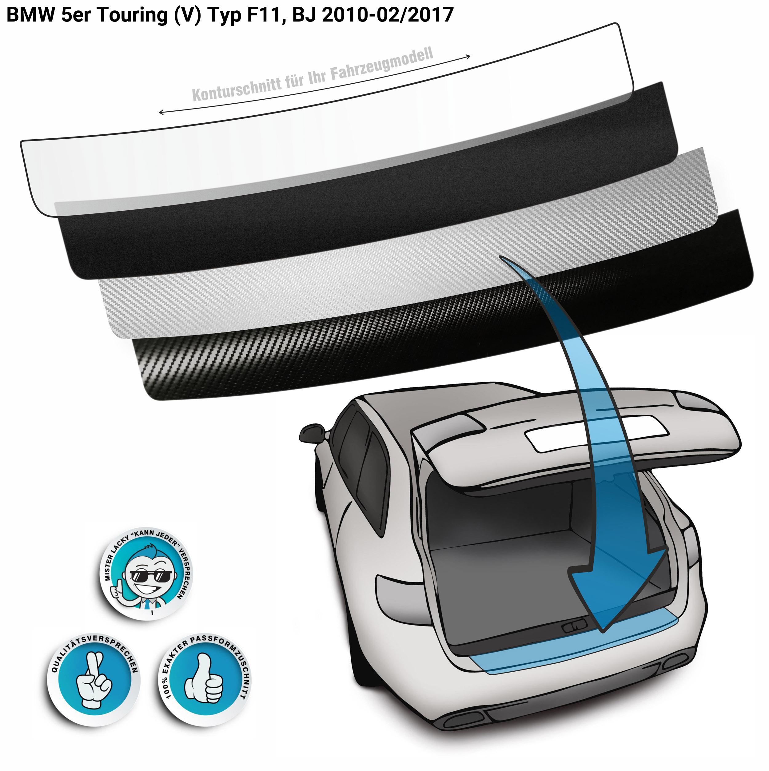 Ladekantenschutz für BMW 5er Touring F11 Schutzfolie Carbon Chrom 320µm