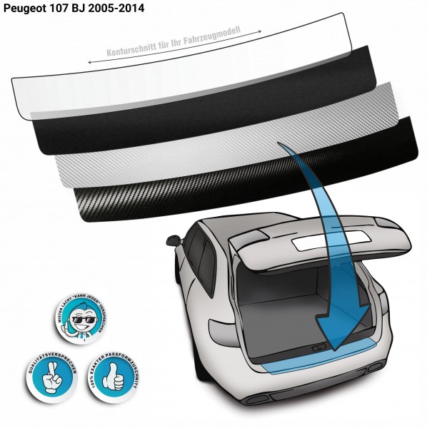Lackschutzfolie Ladekantenschutz passend für Peugeot 107 BJ 2005-2014