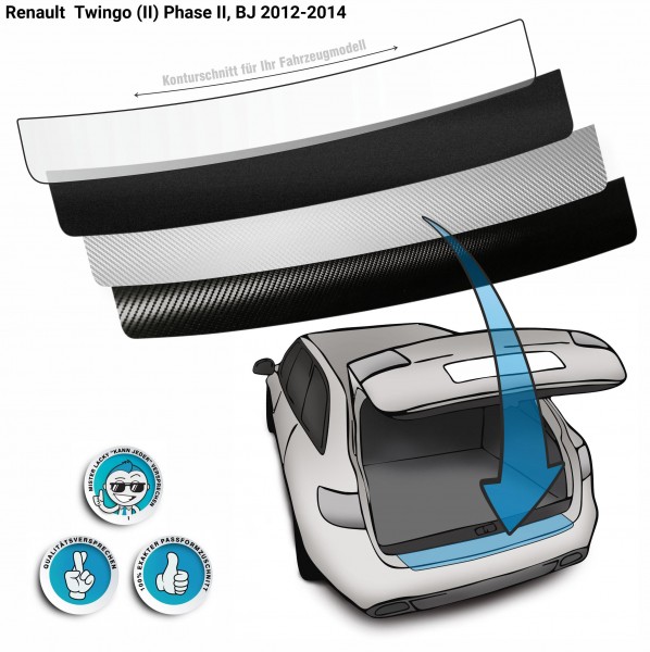 Lackschutzfolie Ladekantenschutz passend für Renault Twingo (II) Phase II, BJ 2012-2014